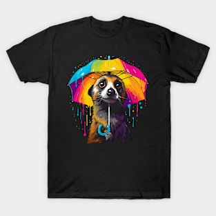 Meerkat Rainy Day With Umbrella T-Shirt